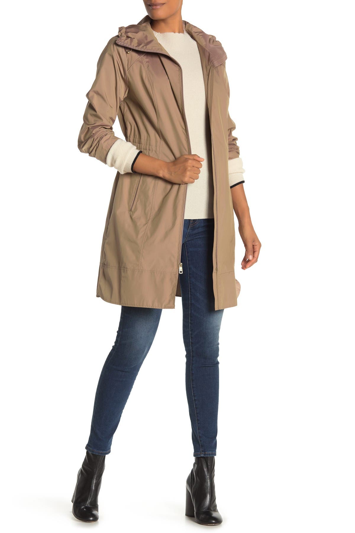 18/20, Beige Raincoats Hooded Snap Front Nylon Raincoat Beige Sizes 3-20 